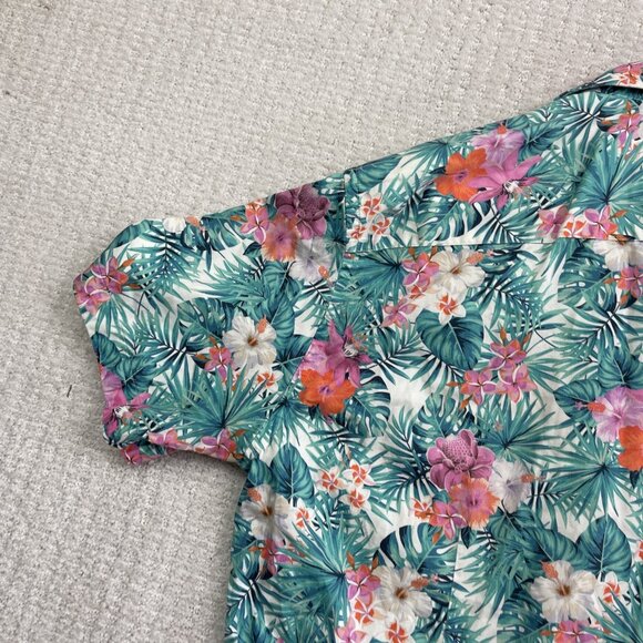 7 Downie St Couture Shirt Mens 6 Tropical Floral AOP Short Sleeve Button-Up - Picture 13 of 16